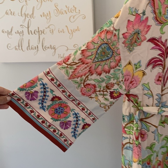 ZARA FLORAL LONG DUSTER XS BLOGGER FAV nwt bohemian festive cottage core floral‎ - Picture 3 of 11